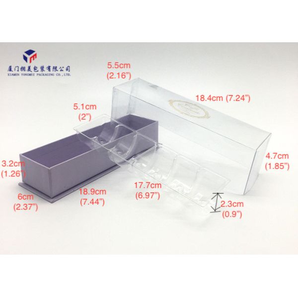 Macaroon Custom Plastic Box Packaging Rectangle PET Cover / Hard Paper Base