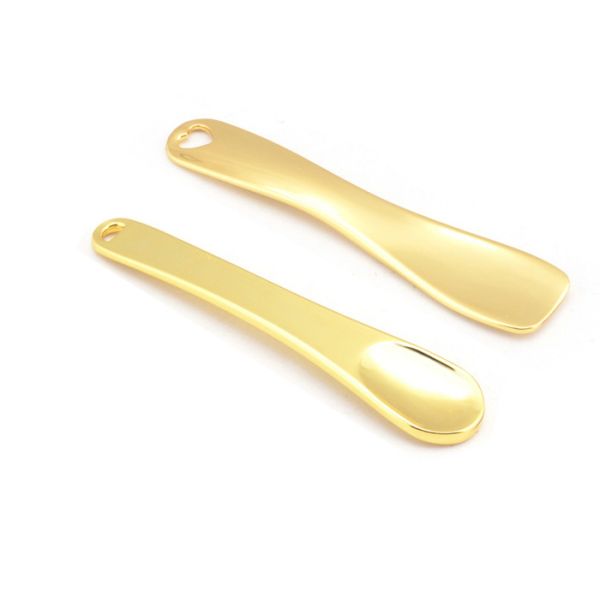 Custom Metal Die Casting Gold Plated Zinc Alloy Face Cream Makeup Spoon Stamping Etching
