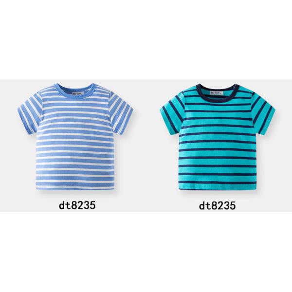 Children'S Sports Shirts Customized Boy T-Shirt Children'S Cotton Striped T-Shirt