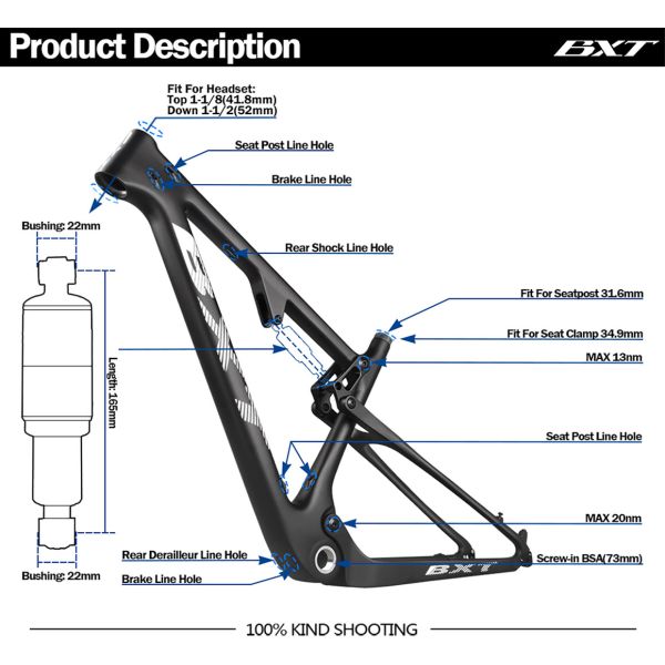 29 XC Full Suspension Carbon Mountain Bike Frame Chameleon Painting Dark Red