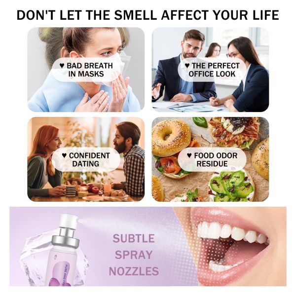 6PCS Oral Breath Spray Mouth Freshener Spray Oral Care 3 Flavors For Adults