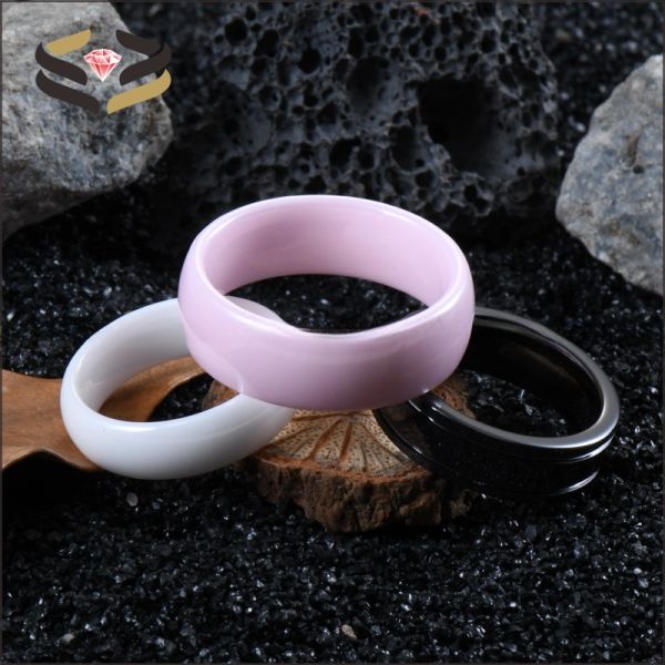 Dome Polished Wedding White Ceramic Ring Third Party Appraisal For Men Engagement