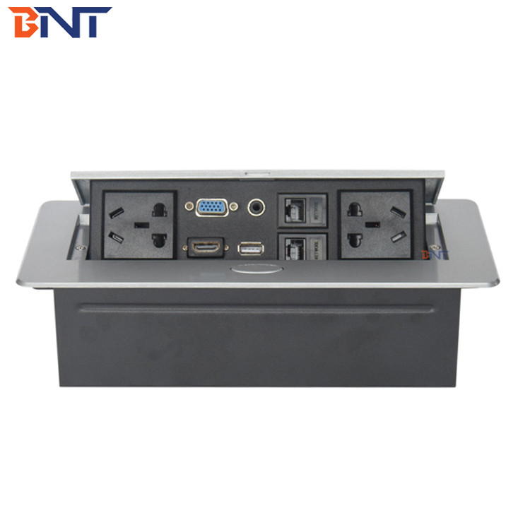 Quality Oval Pop Up Button Silver Table Flip Up Power Data Connector With 1*HDMI Configuration for sale