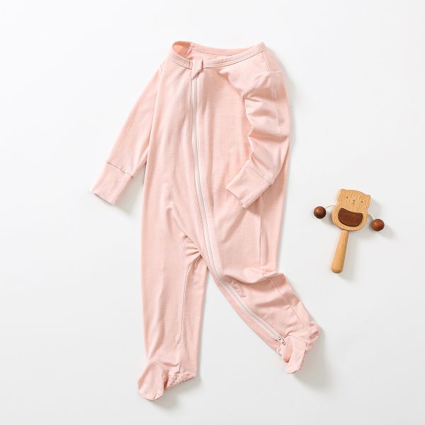 Custom bamboo pajamas baby romper with feet zipper pajamas sleepwear onesie organic bamboo baby clothes baby zipper romper
