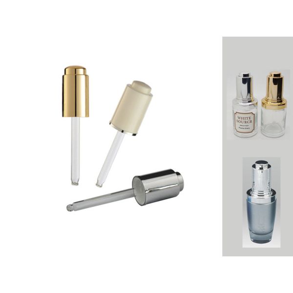 CL-D432P 18/410 20/410 plastic push button glass dropper pipettes/closures metalization
