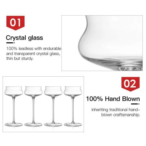 Ultrathin Custom Clear Cocktail Glass Hand-Blown Bar Accessories