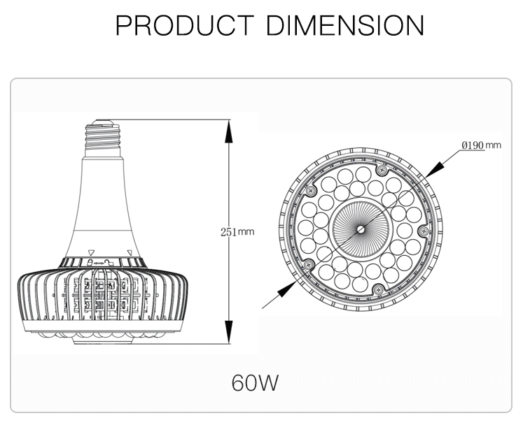 60W 100W 150W Linear High Bay LED Lights with Meanwell HBG driver