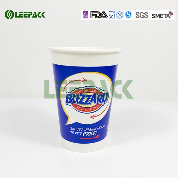 Insulated Blue Drink 12 Oz Paper Cups For Fast Food Restaurant , Party