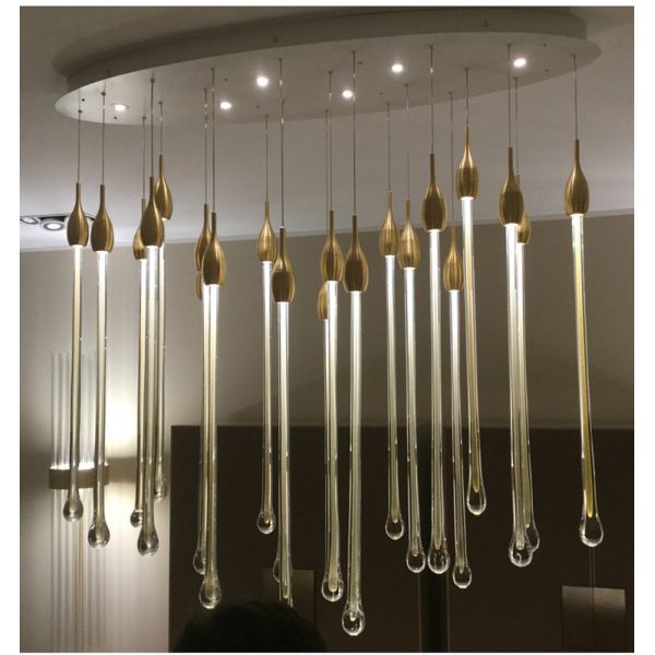 Electroplated Mirror American Water Drop Crystal Chandelier For High Ceilings