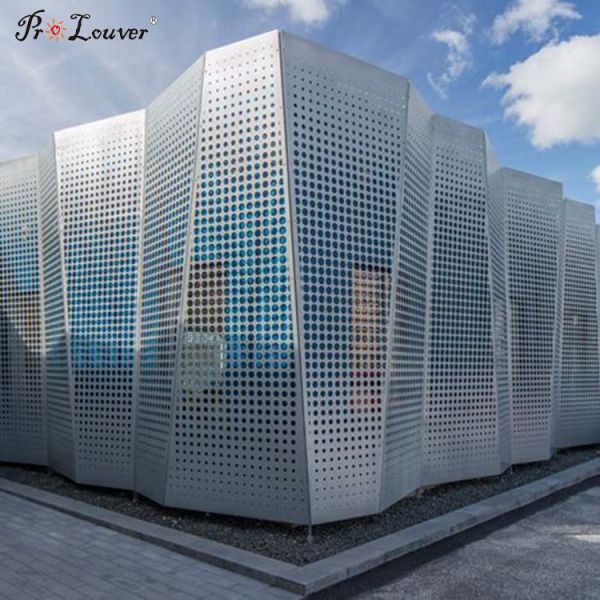 Aluminum Exterior Perforated Sheet Metal Facade with Decorative Screen Pattern