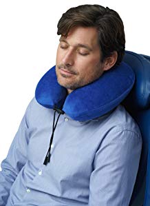 Grey Color Crossline Pattern Memory Foam Neck Pillow Travel With Storage Bag