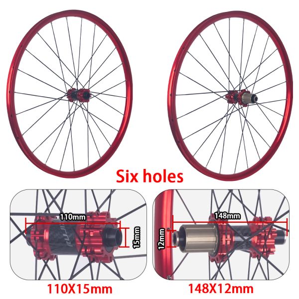 RUJIXU 27.5/29 Inch BMX Mountain Bike Wheelset with 24 Hole Aluminium Alloy Rim Disc Brake Wheelset