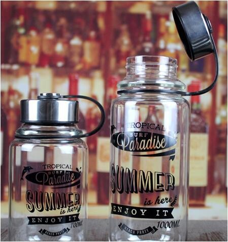 850ml/1000ml Big Size Sports Glass Bottles Durable High Borosilicate Unbreakable Glass Water Bottle 1 Liter With Nylon Sleeve Against Leaks And Spills