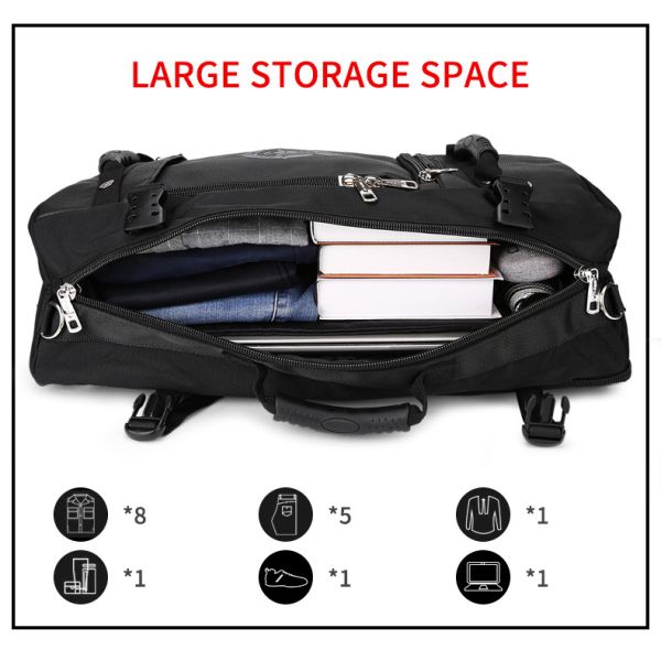 Black PU Waterproof Climbing Backpack Water Resistant Hiking Backpack OEM/ODM