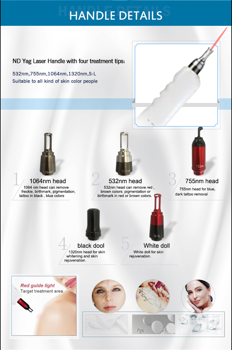 Portable 1064 q switched carbon peel black doll pico pigmentation laser tattoo removal