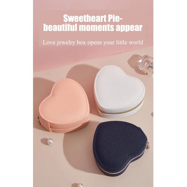 Stylish Jewelry Box Organizer PU Leather Heart Shaped Jewelry Boxes For Women