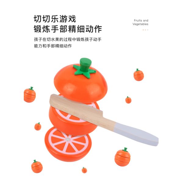 Household Simulation Fruit Wooden Toys Barreled Vegetables Cut Educational