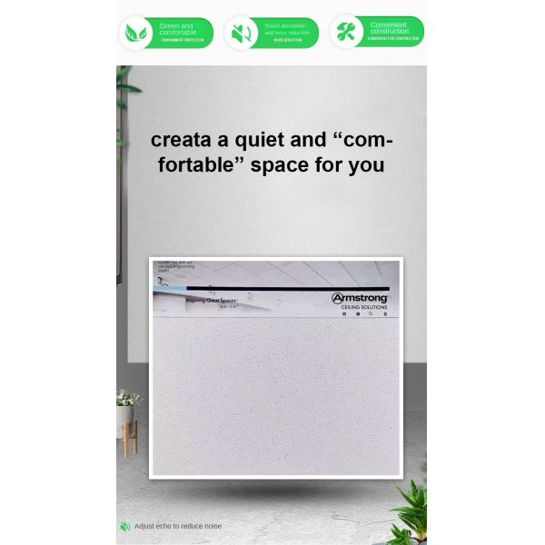 Square Mineral Wool Ceiling Panels for Modern Interior Design and Sound Absorption