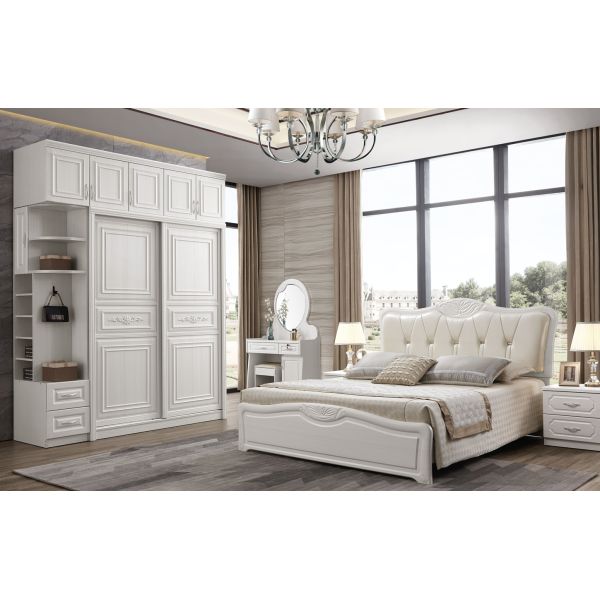 OEM Dustproof White Armoire With Drawers , Practical White Painted Wooden Wardrobes