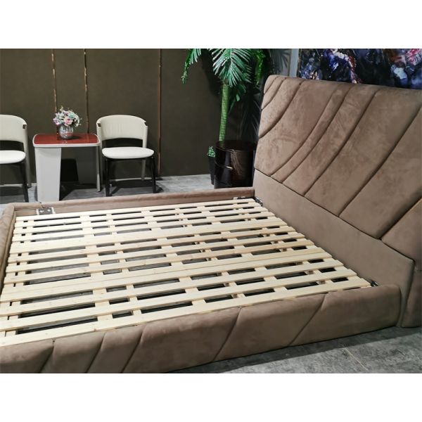 Pine Matted Leather Luxury Beauty Bed Solid Wood Frame Queen Beds For Bedroom