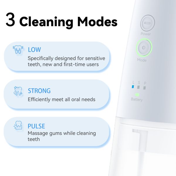 Battery Operated Portable Water Flosser 2000mAh 1A Adaptor USB Charging