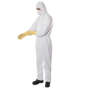China Oem Breathable Disposable Hooded Coverall 30-70gsm Medical Protective Clothing on sale