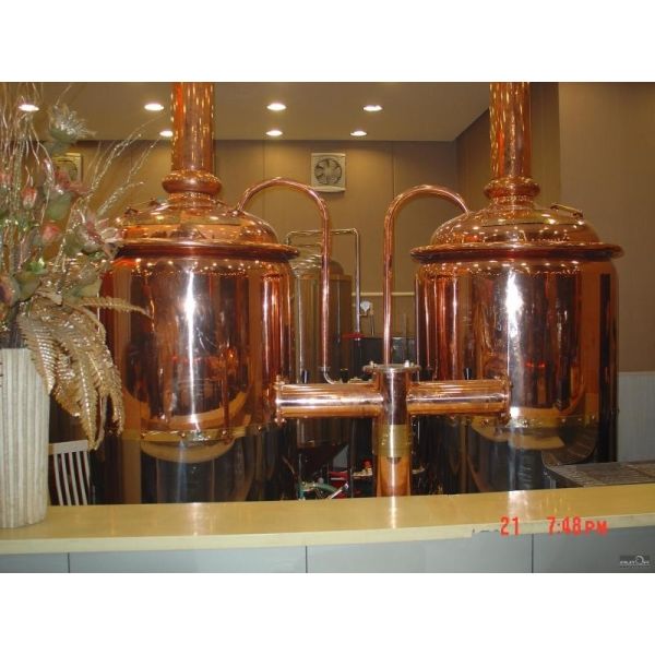 Restaurant Copper Brewing Equipment Steam Heating 1000L 2 Or 3 Vessels