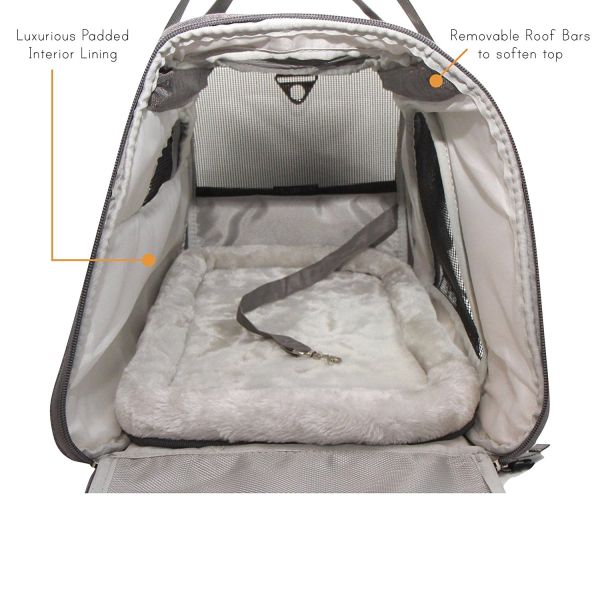 Luxurious Padded Pet Carrier Bag With Removable Roof Bars OEM / ODM Support