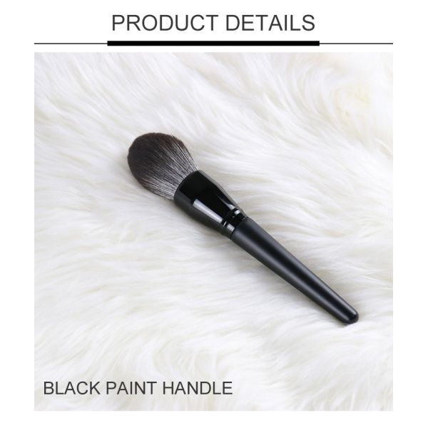 Shiny Black Color Individual Makeup Brush , Portable Fluffy Powder Brush