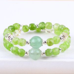Square Multifacted Bead Peridot Bangle Genuine Crystal Bracelet OEM ODM