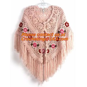 Crochet Scarf Women Pashmina Fur Designer Wrap Scarf Handmade Crocheted