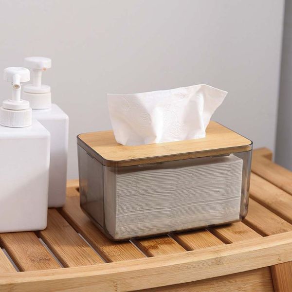 Transparent Rectangular Tissue Dispenser Box Storage For Bathroom Kitchen