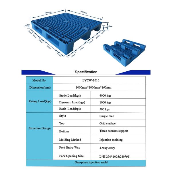 Stackable 1000x1000 Plastic Shipping Pallets For Goods Transport
