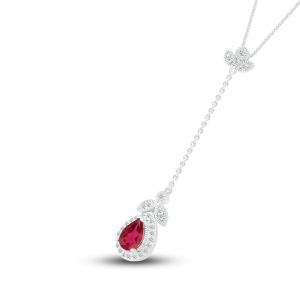 China Lab-Created Sapphire & Lab-Created Ruby Necklace Sterling Silver on sale