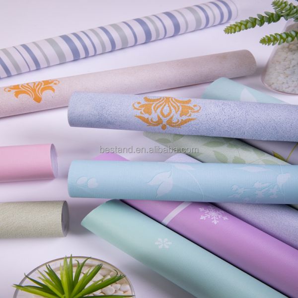 Fireproof Botanical Wallpaper Peel And Stick PVC Flower Wallpaper For Bathroom