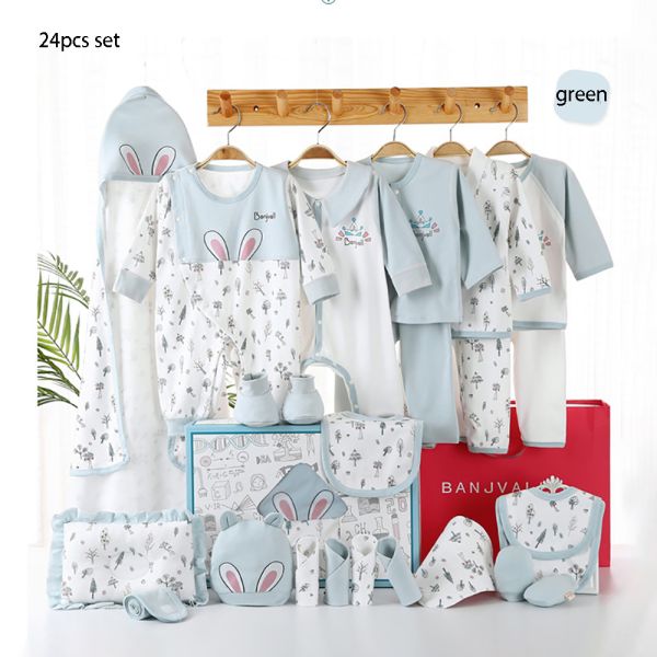 Wholesale newborn babies gift box pure cotton clothing 24pcs Layette sets casual baby clothes set for four seasons