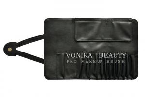 Quality Soft Faux Leather 13 Slots Fashion Black Makeup Brush Roll Bag Cosmetic Holder Pencil Case for sale