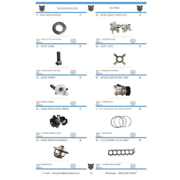 Japanese Truck Parts Crown Wheel Pinion 41221-3210 412213210 for Hino 700 E13c