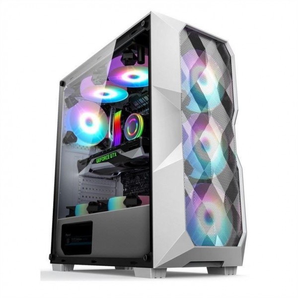 Quality Airflow ARGB Computer Case Airflow ATX Mid-Tower with Polygonal Mesh Front Panel which support three 12cm ARGB Lighting for sale