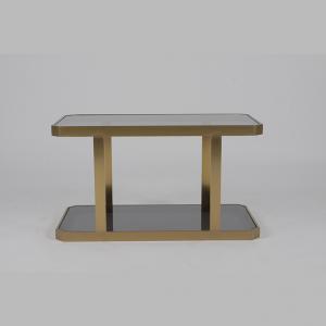 China Tempered Glass Top Stainless Steel Side Table Gold Square Nordic Style on sale
