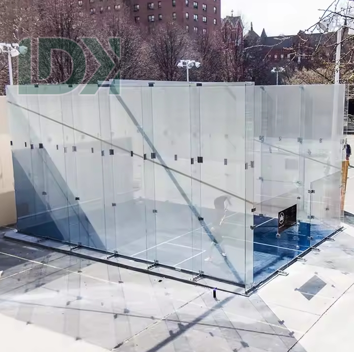Super Full Glass/Wood Wall Double Squash Court With Customized Logo And Tempered Glass