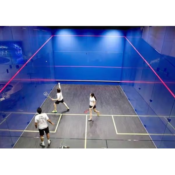 Super Full Glass/Wood Wall Double Squash Court With Customized Logo And Tempered Glass