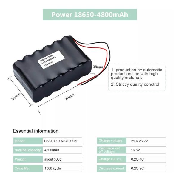 21.6V 4.8Ah E Bike Lithium Ion Battery Pack CE UN38.3 MSDS Approved