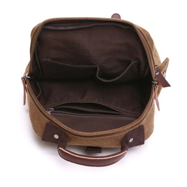 Leather Men Crossbody Single Shoulder Strap Laptop 16OZ Canvas Messenger Bag Stylish