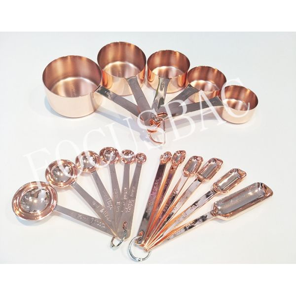 Hot sale Copper Stainless Steel Measuring Cups and Spoons Set wholesale