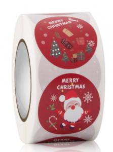 China CMYK Sticky Label Roll Santa Claus Reindeer Merry Christmas Vinyl Decals on sale