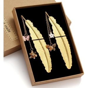 Quality Feather Rectangular Nickel Metal Bookmarks Antique Silver Personalised Bookmark for sale