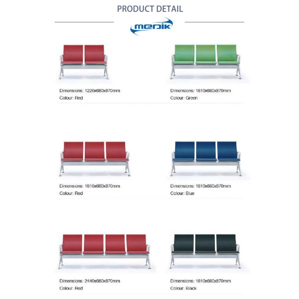 3 - Seater Medical Waiting Room Chairs Steel Cross Beam With Metal Finish