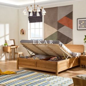 Oak Drawer Wooden Box Bed