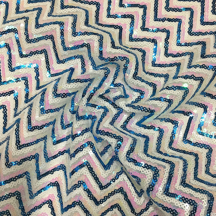 100% Polyester Multi Color Sequin Fabric , Sequin Pattern Fabric 220gsm Plaid Style